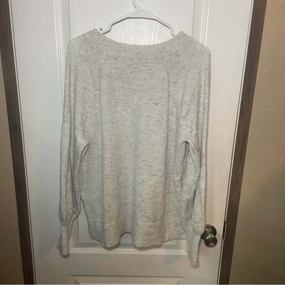 LOFT  Cream V-neck Sweater Women's Size XL Natural Flecked Lightweight - Picture 7 of 8